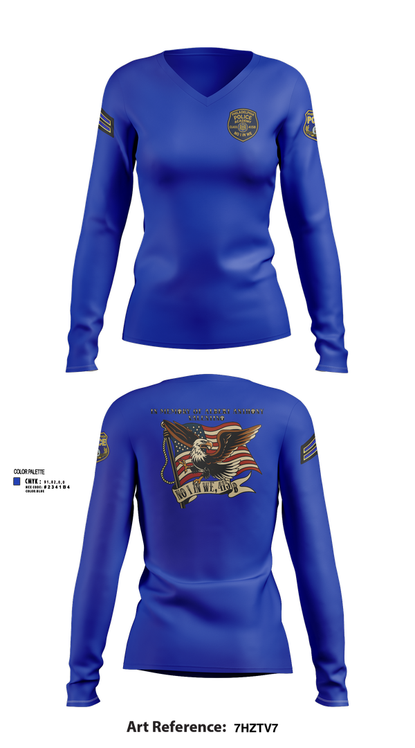 Womens Long Sleeve Vneck Shirt, Philadelphia Police, , Teamtime, Team time, sublimation, custom sports apparel, team uniforms, spirit wear, spiritwear, sports uniforms, custom shirts, team store, custom team store, fundraiser sports, apparel fundraiser