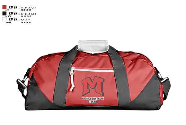 Duffle Bag, Madison Panthers Tennis, Tennis, Teamtime, Team time, sublimation, custom sports apparel, team uniforms, spirit wear, spiritwear, sports uniforms, custom shirts, team store, custom team store, fundraiser sports, apparel fundraiser