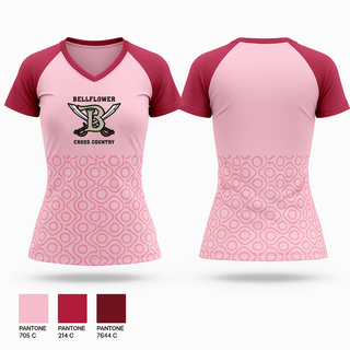 Womens Short Sleeve Vneck Shirt, Bellflower Cross Country, Cross Country, Teamtime, Team time, sublimation, custom sports apparel, team uniforms, spirit wear, spiritwear, sports uniforms, custom shirts, team store, custom team store, fundraiser sports, apparel fundraiser