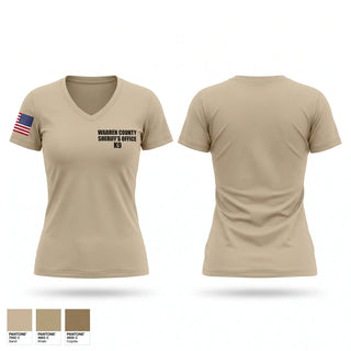 Womens Short Sleeve Vneck Shirt, Warren County Sheriff’s Office K-9, Police, Teamtime, Team time, sublimation, custom sports apparel, team uniforms, spirit wear, spiritwear, sports uniforms, custom shirts, team store, custom team store, fundraiser sports, apparel fundraiser