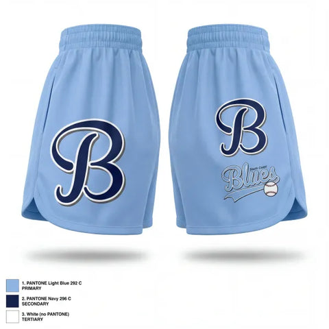 Womens Shorts, South Coast Blues, Baseball, Teamtime, Team time, sublimation, custom sports apparel, team uniforms, spirit wear, spiritwear, sports uniforms, custom shirts, team store, custom team store, fundraiser sports, apparel fundraiser