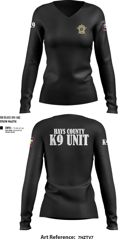 Hays County Sheriff’s Office 39669531 Women's Long Sleeve V-neck Shirt - 401