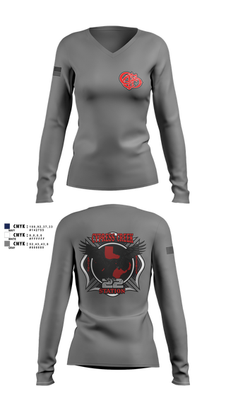 Womens Long Sleeve Vneck Shirt, Cy creek fire 22, , Teamtime, Team time, sublimation, custom sports apparel, team uniforms, spirit wear, spiritwear, sports uniforms, custom shirts, team store, custom team store, fundraiser sports, apparel fundraiser