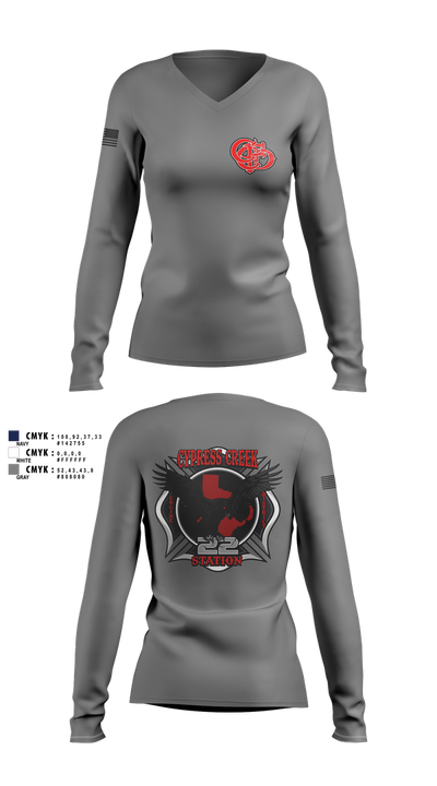 Cy creek fire 22 83530628 Women's Long Sleeve V-neck Shirt - 2 (1)