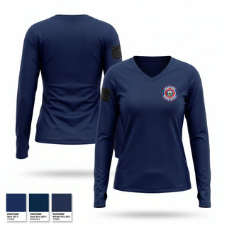 Womens Long Sleeve Vneck Shirt, UJFD, Fire Department, Teamtime, Team time, sublimation, custom sports apparel, team uniforms, spirit wear, spiritwear, sports uniforms, custom shirts, team store, custom team store, fundraiser sports, apparel fundraiser