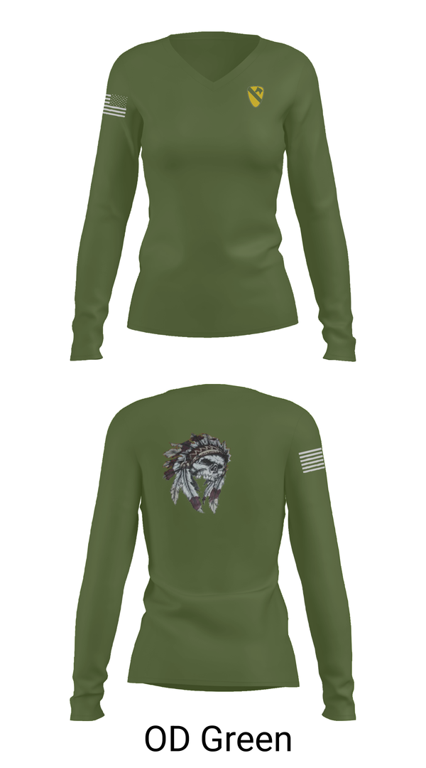 Womens Long Sleeve Vneck Shirt, 6-9 Cavalry Regiment, , Teamtime, Team time, sublimation, custom sports apparel, team uniforms, spirit wear, spiritwear, sports uniforms, custom shirts, team store, custom team store, fundraiser sports, apparel fundraiser