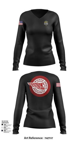 Womens Long Sleeve Vneck Shirt, Wichita North Redhawks NG, , Teamtime, Team time, sublimation, custom sports apparel, team uniforms, spirit wear, spiritwear, sports uniforms, custom shirts, team store, custom team store, fundraiser sports, apparel fundraiser
