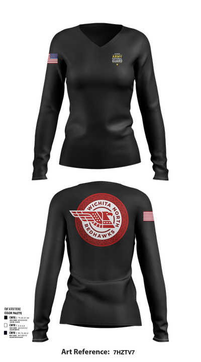 Wichita North Redhawks NG 83064196 Women's Long Sleeve V-neck Shirt - 102