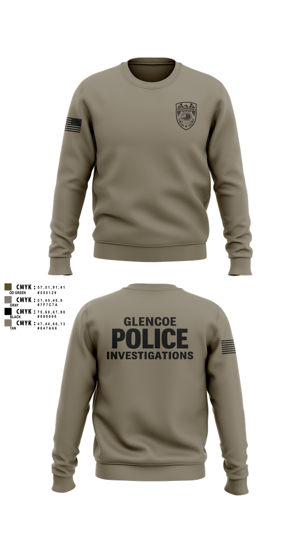 Crew Neck Sweatshirt, Glencoe Investigations, Police, Teamtime, Team time, sublimation, custom sports apparel, team uniforms, spirit wear, spiritwear, sports uniforms, custom shirts, team store, custom team store, fundraiser sports, apparel fundraiser