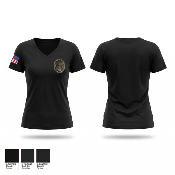 Womens Short Sleeve Vneck Shirt, Immigration and Customs Enforcement Charleston SC, Police, Teamtime, Team time, sublimation, custom sports apparel, team uniforms, spirit wear, spiritwear, sports uniforms, custom shirts, team store, custom team store, fundraiser sports, apparel fundraiser