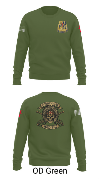 Crew Neck Sweatshirt, 1-105th cavalry, Army, Teamtime, Team time, sublimation, custom sports apparel, team uniforms, spirit wear, spiritwear, sports uniforms, custom shirts, team store, custom team store, fundraiser sports, apparel fundraiser