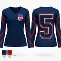 U S Elite 52220520 Women's Long Sleeve V-neck Shirt - 21