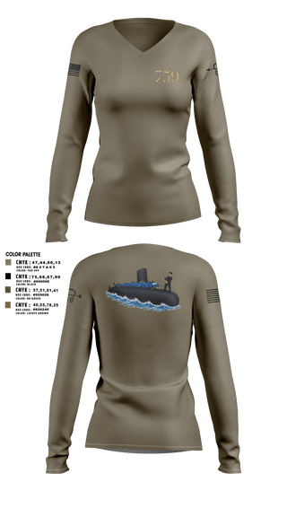 Womens Long Sleeve Vneck Shirt, USS Jefferson City, Navy, Teamtime, Team time, sublimation, custom sports apparel, team uniforms, spirit wear, spiritwear, sports uniforms, custom shirts, team store, custom team store, fundraiser sports, apparel fundraiser