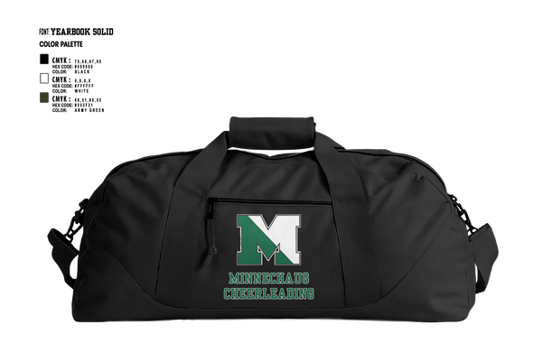 Duffle Bag, Minnechaug Regional High School Cheer, Cheer, Teamtime, Team time, sublimation, custom sports apparel, team uniforms, spirit wear, spiritwear, sports uniforms, custom shirts, team store, custom team store, fundraiser sports, apparel fundraiser