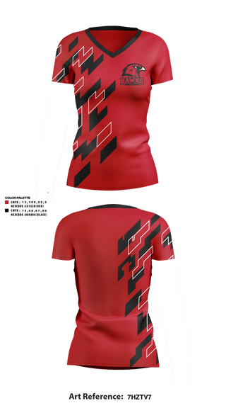Womens Short Sleeve Vneck Shirt, BHS Hawks Dance Team, Spirit Store, Teamtime, Team time, sublimation, custom sports apparel, team uniforms, spirit wear, spiritwear, sports uniforms, custom shirts, team store, custom team store, fundraiser sports, apparel fundraiser