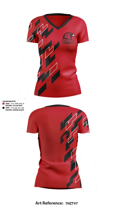 BHS Hawks Dance Team 44132448 Women's Short Sleeve V-neck Shirt - 1