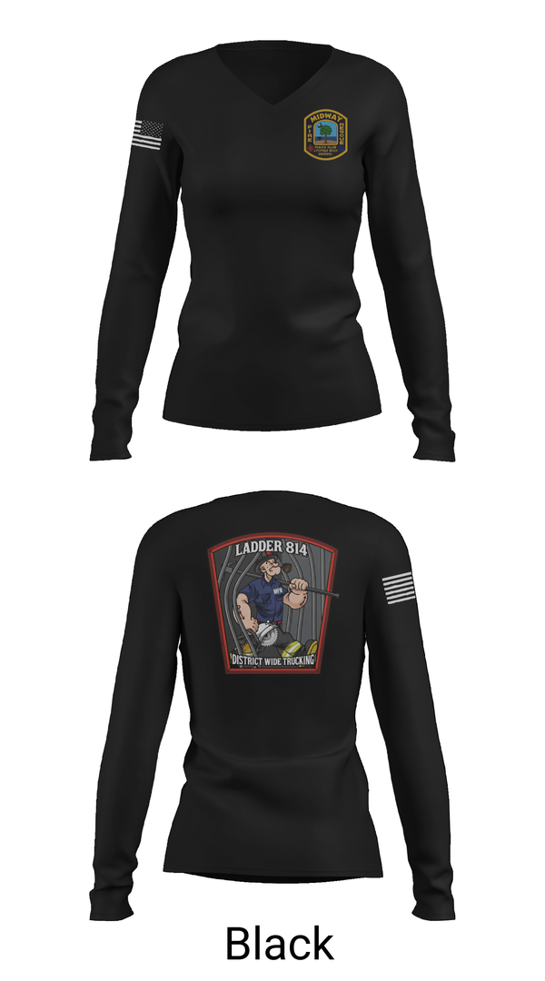 Womens Long Sleeve Vneck Shirt, 814 truck, Fire Department, Teamtime, Team time, sublimation, custom sports apparel, team uniforms, spirit wear, spiritwear, sports uniforms, custom shirts, team store, custom team store, fundraiser sports, apparel fundraiser