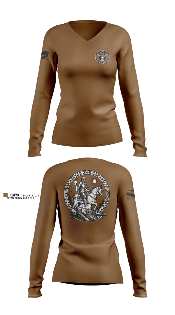 Womens Long Sleeve Vneck Shirt, NSWG-1 Medical, Navy, Teamtime, Team time, sublimation, custom sports apparel, team uniforms, spirit wear, spiritwear, sports uniforms, custom shirts, team store, custom team store, fundraiser sports, apparel fundraiser