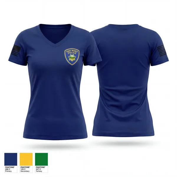 Womens Short Sleeve Vneck Shirt, Van Wert Police Department, Police, Teamtime, Team time, sublimation, custom sports apparel, team uniforms, spirit wear, spiritwear, sports uniforms, custom shirts, team store, custom team store, fundraiser sports, apparel fundraiser