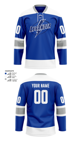 Hockey Jersey, Lysander Lightning, Ice Hockey, Teamtime, Team time, sublimation, custom sports apparel, team uniforms, spirit wear, spiritwear, sports uniforms, custom shirts, team store, custom team store, fundraiser sports, apparel fundraiser