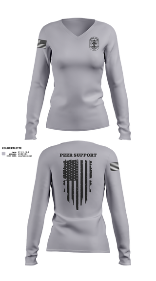 Womens Long Sleeve Vneck Shirt, LMPD HSO TACMED, Police, Teamtime, Team time, sublimation, custom sports apparel, team uniforms, spirit wear, spiritwear, sports uniforms, custom shirts, team store, custom team store, fundraiser sports, apparel fundraiser