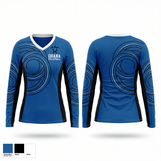 Womens Long Sleeve Vneck Shirt, Ohana Volleyball, Women's Volleyball, Teamtime, Team time, sublimation, custom sports apparel, team uniforms, spirit wear, spiritwear, sports uniforms, custom shirts, team store, custom team store, fundraiser sports, apparel fundraiser