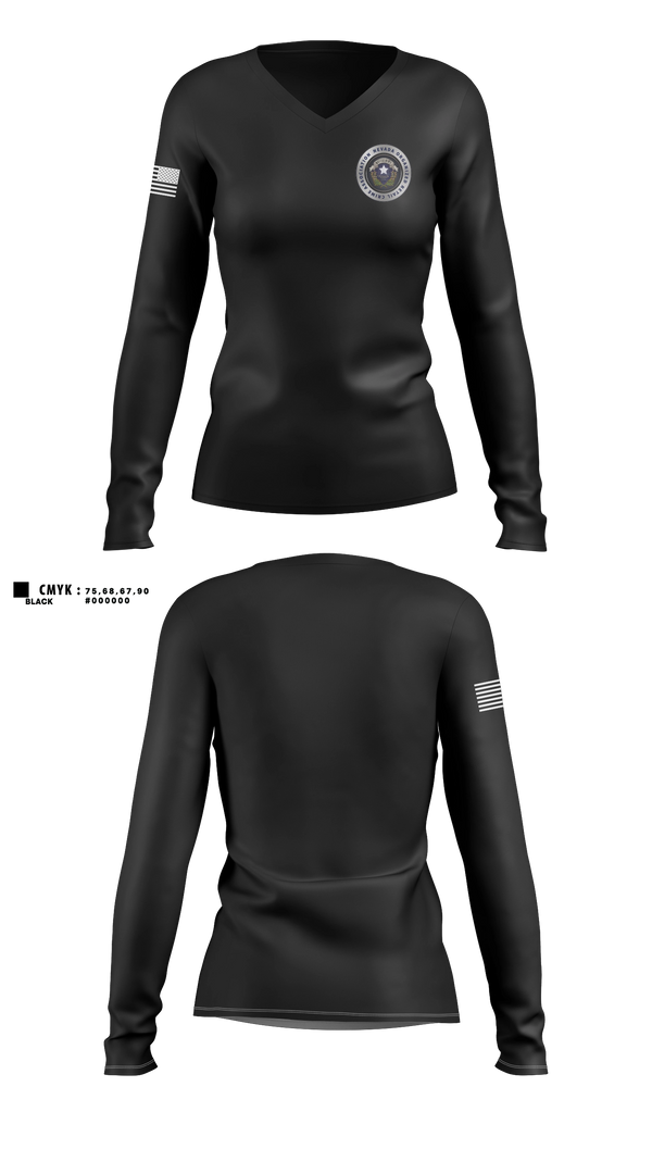 Womens Long Sleeve Vneck Shirt, NVORCA, , Teamtime, Team time, sublimation, custom sports apparel, team uniforms, spirit wear, spiritwear, sports uniforms, custom shirts, team store, custom team store, fundraiser sports, apparel fundraiser