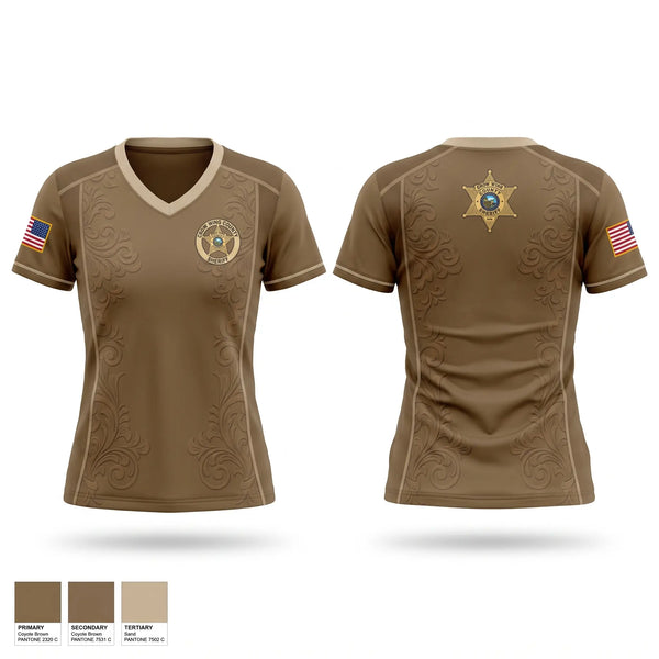 Womens Short Sleeve Vneck Shirt, Crow Wing County Sheriff, Police, Teamtime, Team time, sublimation, custom sports apparel, team uniforms, spirit wear, spiritwear, sports uniforms, custom shirts, team store, custom team store, fundraiser sports, apparel fundraiser