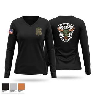 Womens Long Sleeve Vneck Shirt, Mauldin Police, Police, Teamtime, Team time, sublimation, custom sports apparel, team uniforms, spirit wear, spiritwear, sports uniforms, custom shirts, team store, custom team store, fundraiser sports, apparel fundraiser