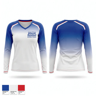 Womens Long Sleeve Vneck Shirt, Joseph Stilwell Military Academy of Leadership Baseball Program, Baseball, Teamtime, Team time, sublimation, custom sports apparel, team uniforms, spirit wear, spiritwear, sports uniforms, custom shirts, team store, custom team store, fundraiser sports, apparel fundraiser