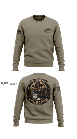 Crew Neck Sweatshirt, 2nd Platoon Vaqueros, Army, Teamtime, Team time, sublimation, custom sports apparel, team uniforms, spirit wear, spiritwear, sports uniforms, custom shirts, team store, custom team store, fundraiser sports, apparel fundraiser