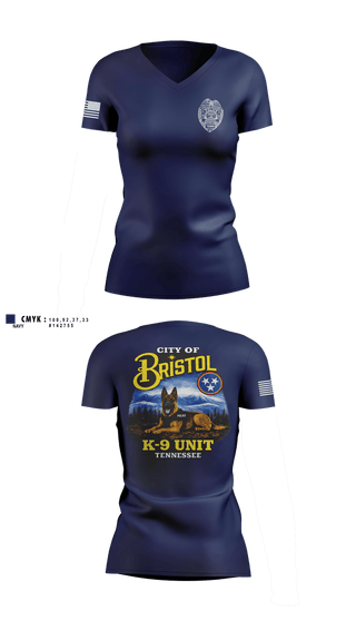 Womens Short Sleeve Vneck Shirt, Bristol Tennessee Police Department K9 Unit, Police, Teamtime, Team time, sublimation, custom sports apparel, team uniforms, spirit wear, spiritwear, sports uniforms, custom shirts, team store, custom team store, fundraiser sports, apparel fundraiser