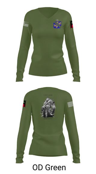 Womens Long Sleeve Vneck Shirt, 1-306th IN BN, , Teamtime, Team time, sublimation, custom sports apparel, team uniforms, spirit wear, spiritwear, sports uniforms, custom shirts, team store, custom team store, fundraiser sports, apparel fundraiser