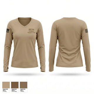 Womens Long Sleeve Vneck Shirt, 267th Military Police Unit, National Guard, Teamtime, Team time, sublimation, custom sports apparel, team uniforms, spirit wear, spiritwear, sports uniforms, custom shirts, team store, custom team store, fundraiser sports, apparel fundraiser