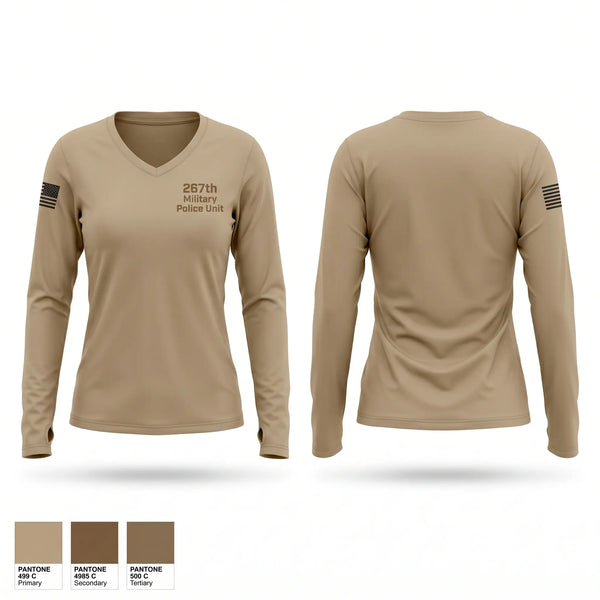 Womens Long Sleeve Vneck Shirt, 267th Military Police Unit, National Guard, Teamtime, Team time, sublimation, custom sports apparel, team uniforms, spirit wear, spiritwear, sports uniforms, custom shirts, team store, custom team store, fundraiser sports, apparel fundraiser