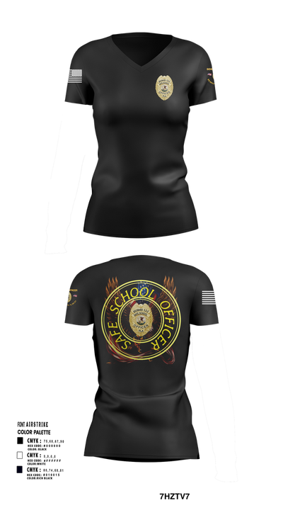 School officer 37316747 Women's Short Sleeve V-neck Shirt - 101