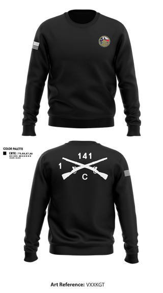 Crew Neck Sweatshirt, C Co 1-141 IN, Army, Teamtime, Team time, sublimation, custom sports apparel, team uniforms, spirit wear, spiritwear, sports uniforms, custom shirts, team store, custom team store, fundraiser sports, apparel fundraiser
