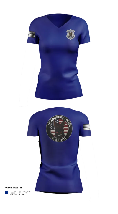 Willoughby Police K9 Unit 23687363 Women's Short Sleeve V-neck Shirt - 31