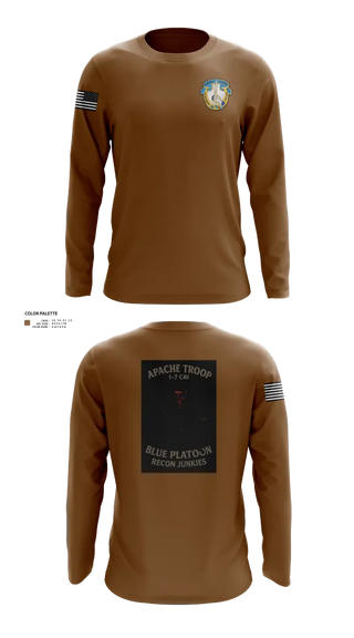 Long Sleeve Performance Shirt, 1-7 Cavlary Division Apache Troop Blue Platoon Recon Junkies, Army, Teamtime, Team time, sublimation, custom sports apparel, team uniforms, spirit wear, spiritwear, sports uniforms, custom shirts, team store, custom team store, fundraiser sports, apparel fundraiser