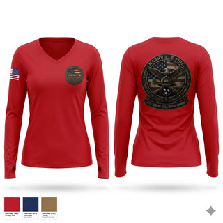Womens Long Sleeve Vneck Shirt, Nashville Fire, Fire Department, Teamtime, Team time, sublimation, custom sports apparel, team uniforms, spirit wear, spiritwear, sports uniforms, custom shirts, team store, custom team store, fundraiser sports, apparel fundraiser
