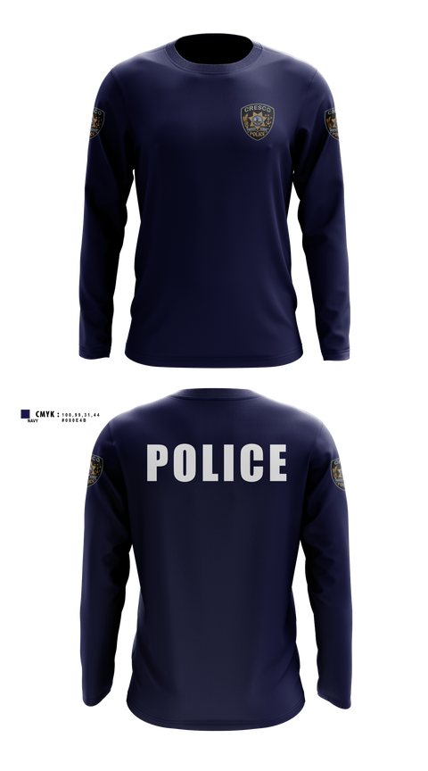 Long Sleeve Performance Shirt, Cresco Police Department, Police, Teamtime, Team time, sublimation, custom sports apparel, team uniforms, spirit wear, spiritwear, sports uniforms, custom shirts, team store, custom team store, fundraiser sports, apparel fundraiser