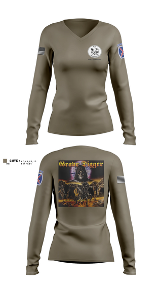 Womens Long Sleeve Vneck Shirt, Grave digger, Army, Teamtime, Team time, sublimation, custom sports apparel, team uniforms, spirit wear, spiritwear, sports uniforms, custom shirts, team store, custom team store, fundraiser sports, apparel fundraiser
