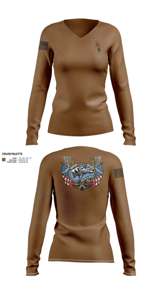 Womens Long Sleeve Vneck Shirt, VFA-87 FCPOA, Navy, Teamtime, Team time, sublimation, custom sports apparel, team uniforms, spirit wear, spiritwear, sports uniforms, custom shirts, team store, custom team store, fundraiser sports, apparel fundraiser