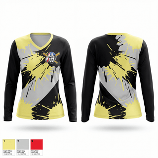 Womens Long Sleeve Vneck Shirt, Newark Piratas, Baseball, Teamtime, Team time, sublimation, custom sports apparel, team uniforms, spirit wear, spiritwear, sports uniforms, custom shirts, team store, custom team store, fundraiser sports, apparel fundraiser