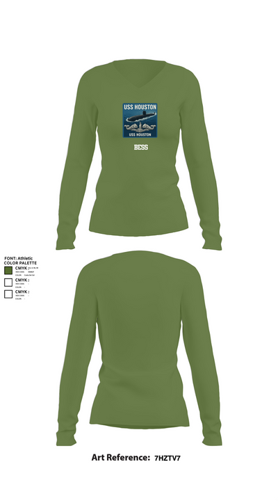 BESS 9465728 Women's Long Sleeve V-neck Shirt - 40