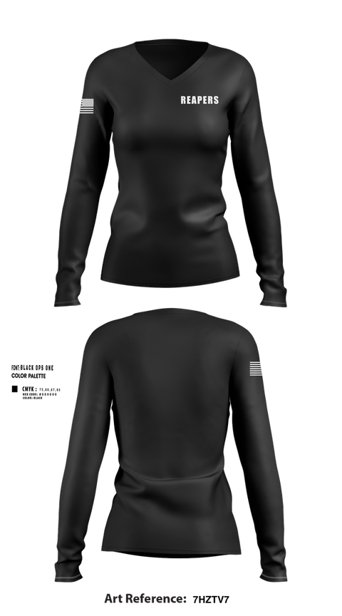 Womens Long Sleeve Vneck Shirt, Reapers, , Teamtime, Team time, sublimation, custom sports apparel, team uniforms, spirit wear, spiritwear, sports uniforms, custom shirts, team store, custom team store, fundraiser sports, apparel fundraiser
