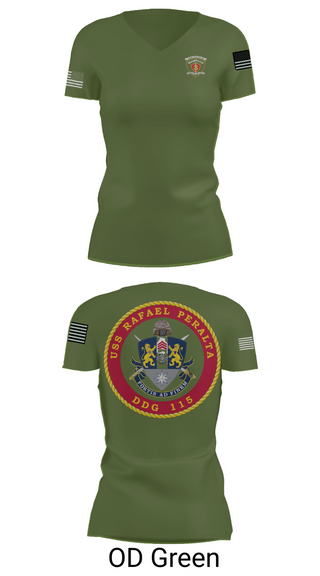 Womens Short Sleeve Vneck Shirt, USS Rafael Peralta DDG 115, Navy, Teamtime, Team time, sublimation, custom sports apparel, team uniforms, spirit wear, spiritwear, sports uniforms, custom shirts, team store, custom team store, fundraiser sports, apparel fundraiser