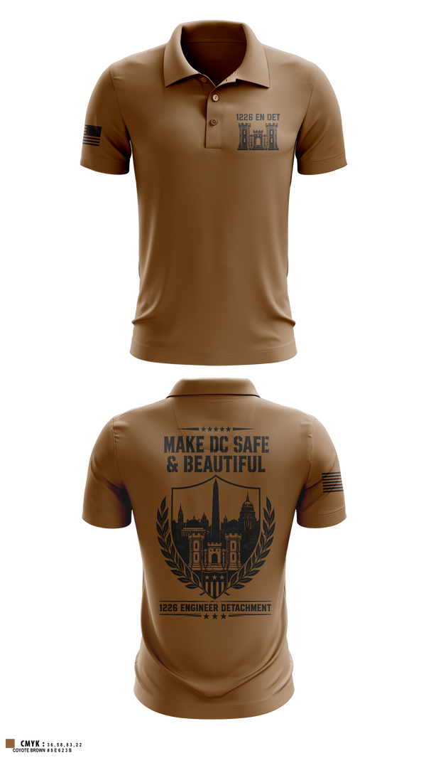 Short Sleeve Performance Polo, 1226 EN DET, National Guard, Teamtime, Team time, sublimation, custom sports apparel, team uniforms, spirit wear, spiritwear, sports uniforms, custom shirts, team store, custom team store, fundraiser sports, apparel fundraiser