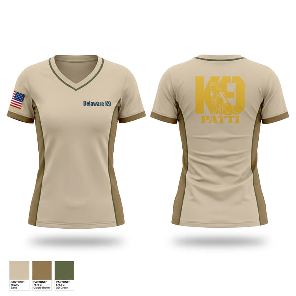 Womens Short Sleeve Vneck Shirt, University of Delaware Police Department-K9 Patti, Police, Teamtime, Team time, sublimation, custom sports apparel, team uniforms, spirit wear, spiritwear, sports uniforms, custom shirts, team store, custom team store, fundraiser sports, apparel fundraiser