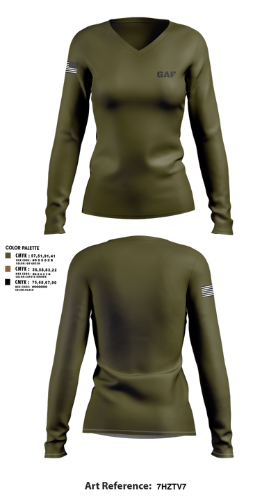 GAF 55246472 Women's Long Sleeve V-neck Shirt - 1